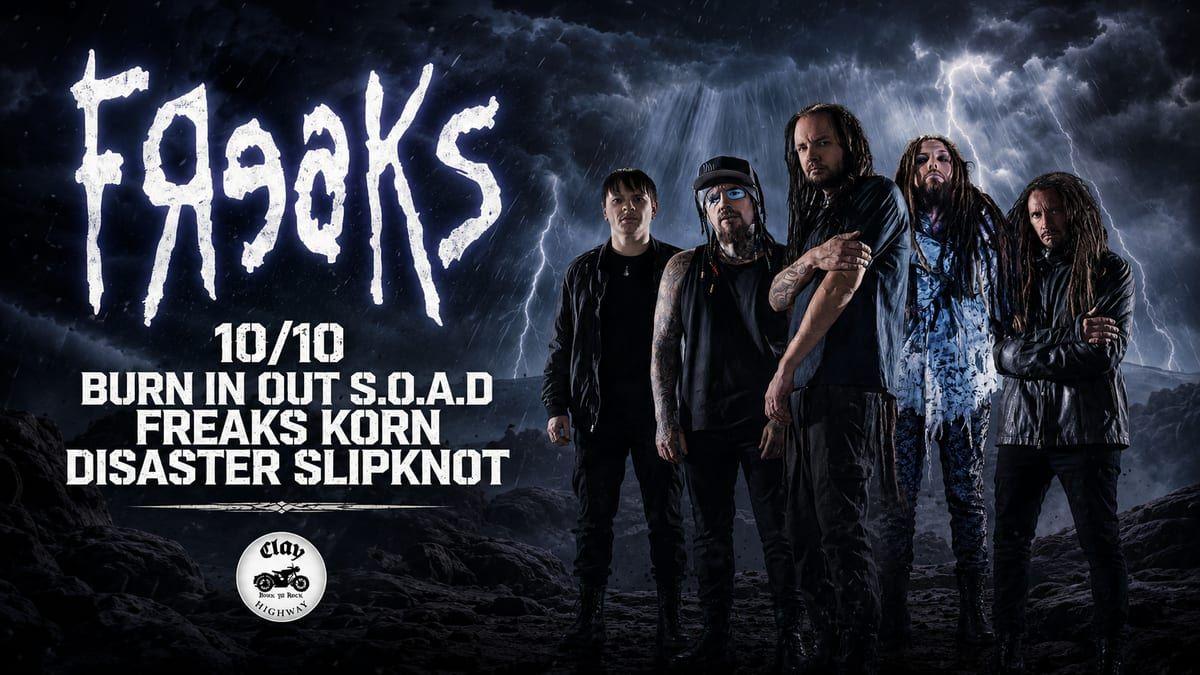 Arte do evento Freaks: Tributo Korn, Slipknot & System of a Down no Clay Highway Bar, Curitiba