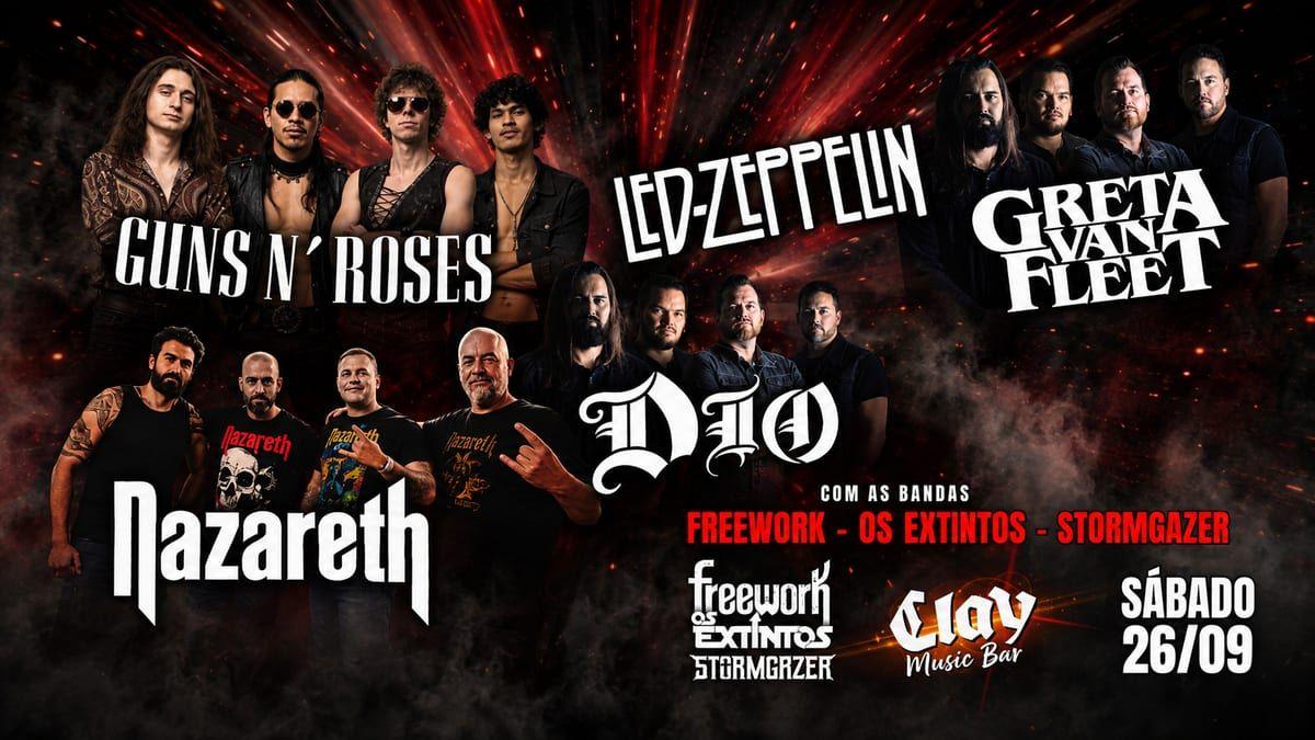 Arte do evento Uma Noite de Led Zeppelin, Guns N' Roses, Black Sabbath, Dio e Nazareth no Clay Highway Bar, Curitiba