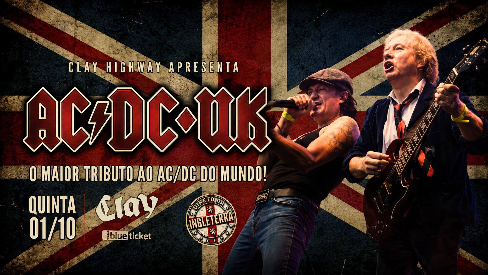 Arte do evento AC/DC UK — O Maior Tributo ao AC/DC do Mundo no Clay Highway Bar