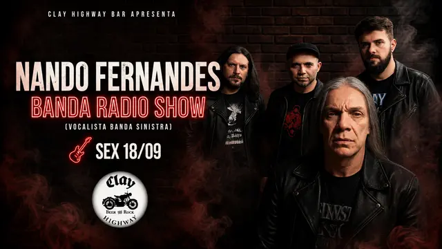 Arte do show Rádio Show com Nando Fernandes (SP) no Clay Highway Bar