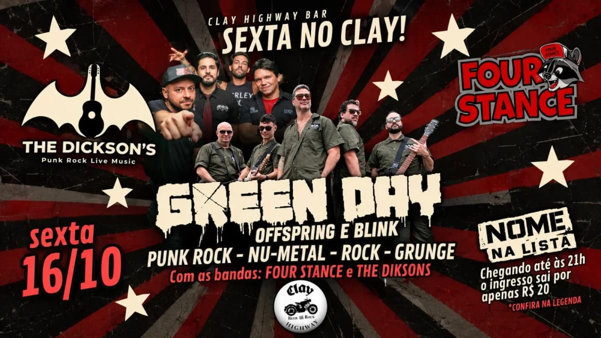 Banner de divulgação do show de The Dicksons e Engenheiros do Hawaii CWB no Clay Highway Bar